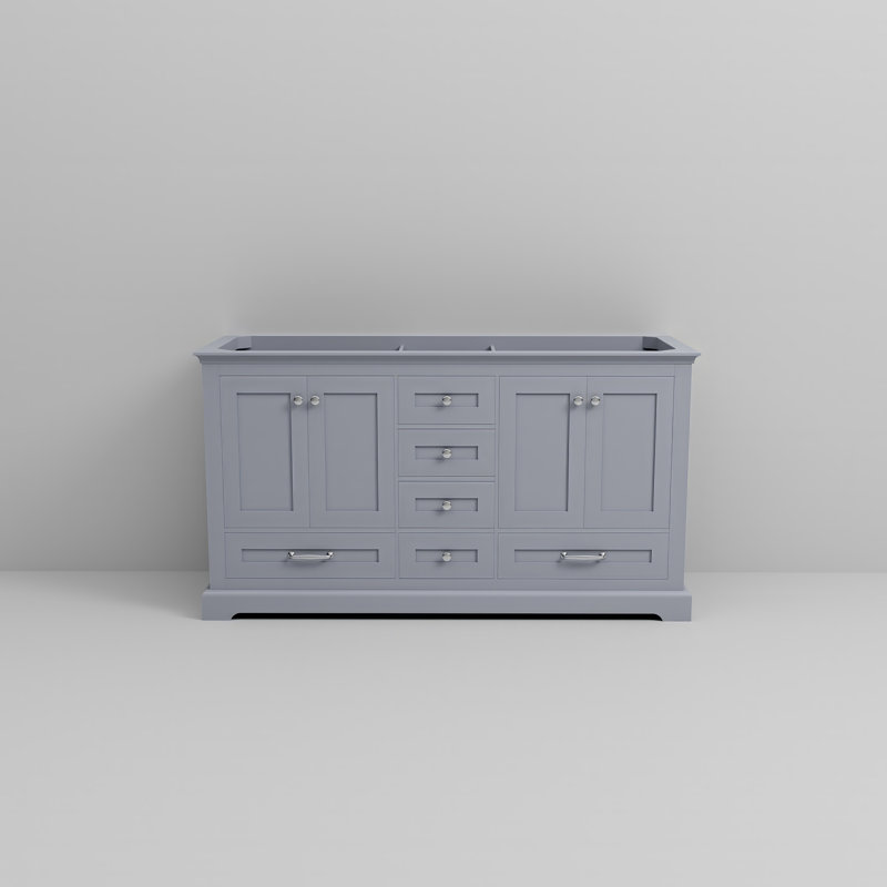 Meuble-lavabo double l 60 po x P 22 po Dukes, Gris foncé