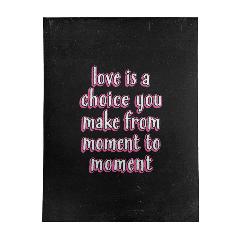 Tapis en poly-chenille style tableau noir love is choice, Rectangle 5 pi x 7 pi