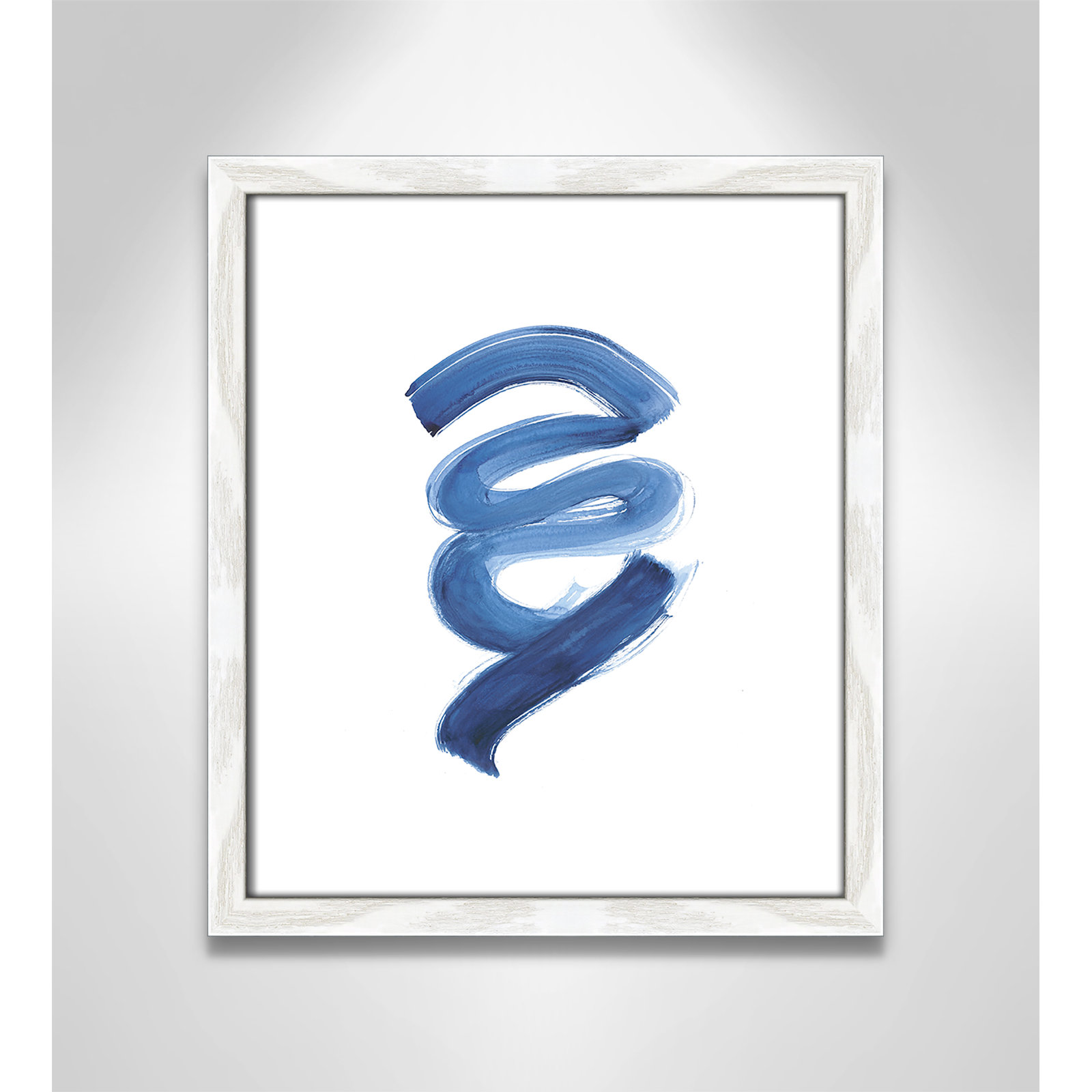 Coppola "Slinky Indigo I" Painting by Filippo Ioco, 15" H x 13" W x 0.75" D, White Wood Framed Paper