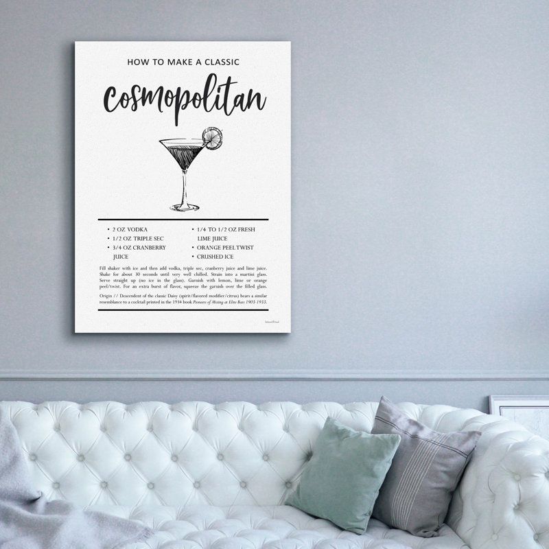  «Cosmopolitan», art mural sur toile avec lettres et lignes, 40 po x 54 po