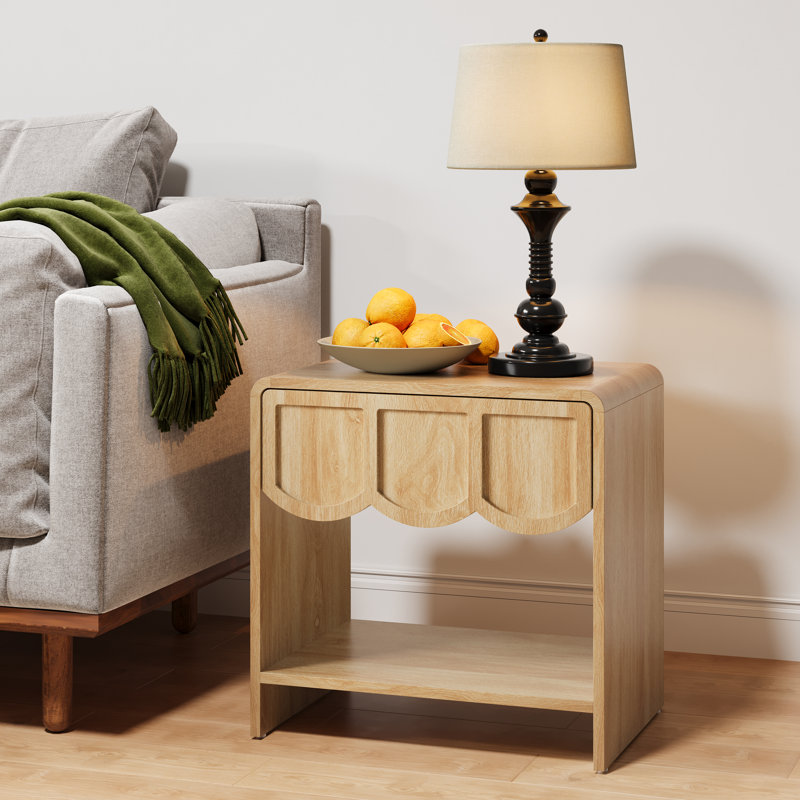 End Table Set, 1 - Drawer Nightstand, Natural