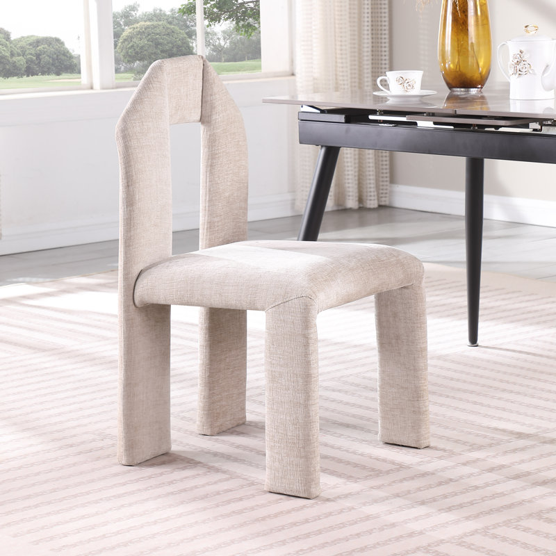 Chaise rembourrée Bennett, Tissu chenille beige