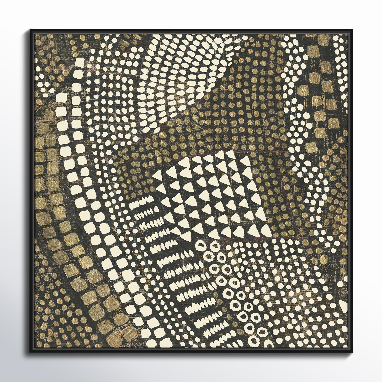 Reaching Gold III - Floater Frame Painting on Canvas, Black Framed, 37.5" H x 37.5" W x 2" D