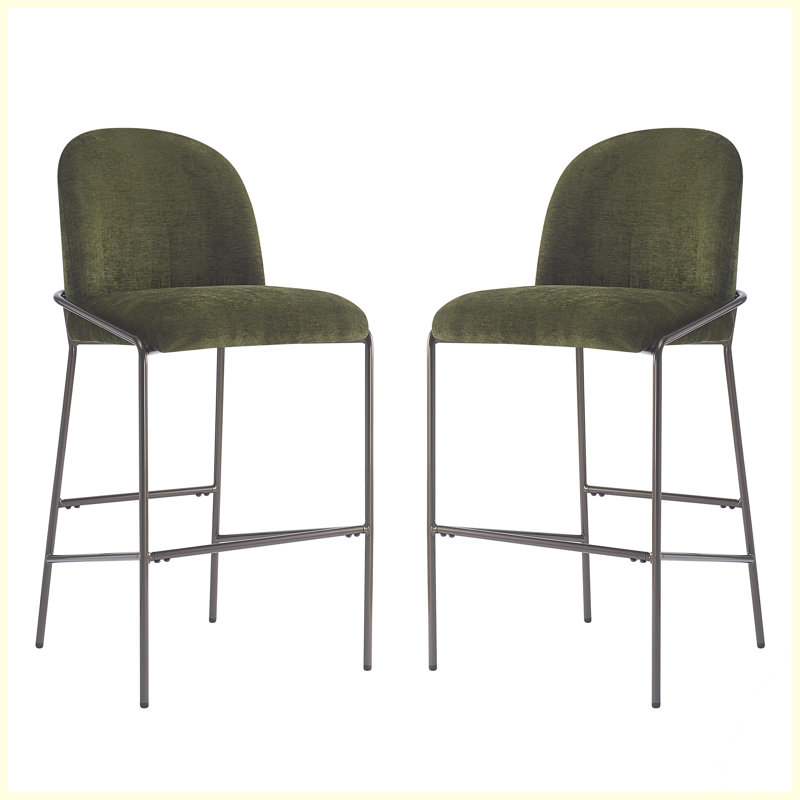Tabouret de bar rembourré en métal, Vert