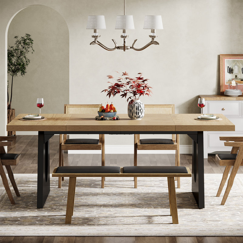 Ebern Designs Wood Dining Table For 6-8 People, 70.8