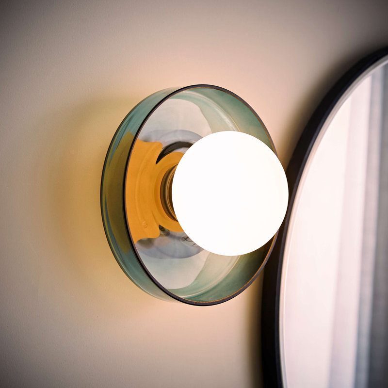 Alberga Glass Flush Mounted Sconce, Green