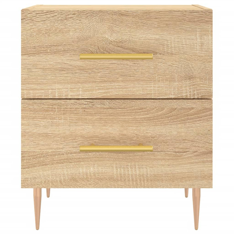 40cm W Iron Bedside Table, Sonoma Oak, Set of 2