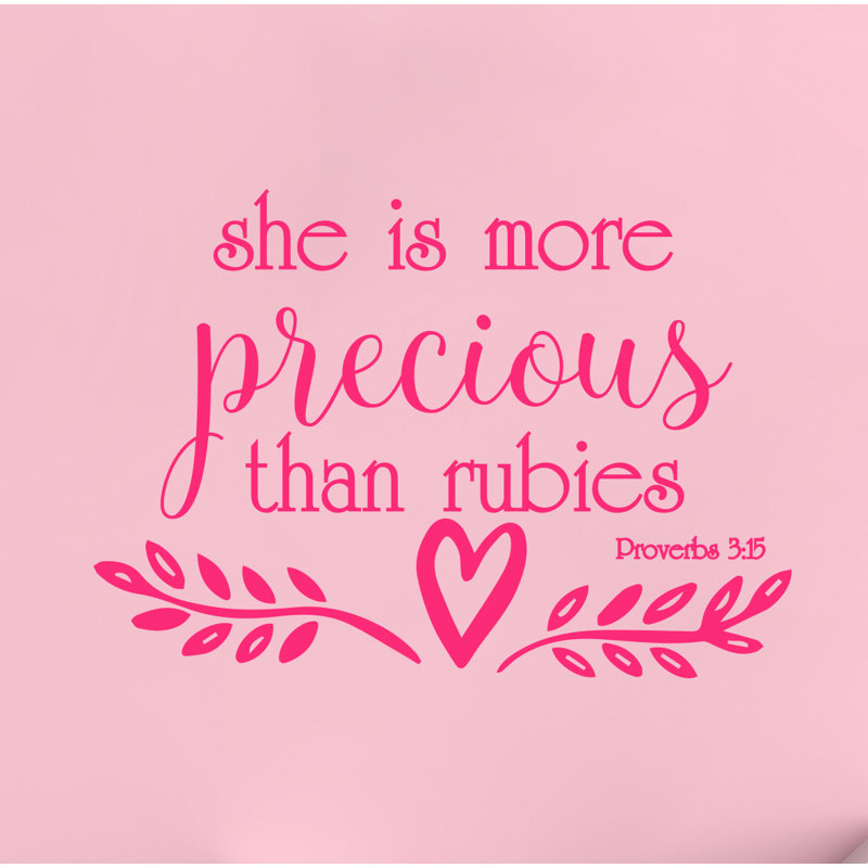 Adhésif décoratif «She is More Precious Than Rubies», H 22 po x l 40 po, Rose vif