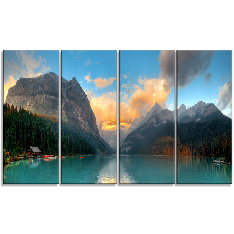 « lake louise lever banff park », impression sur toile tendue, impression sur toile tendue 4 pièces