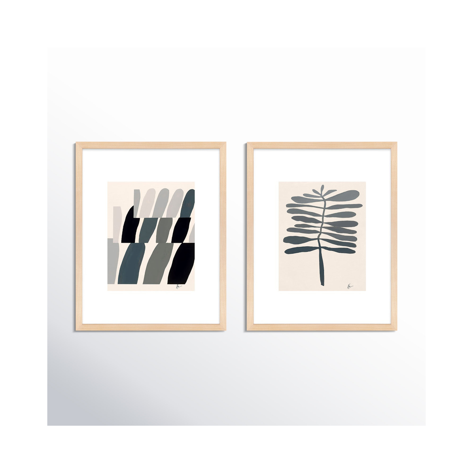 Flora 1&2 by Lee Lessem, 20" H x 32" W x 1.25" D, Brown Framed