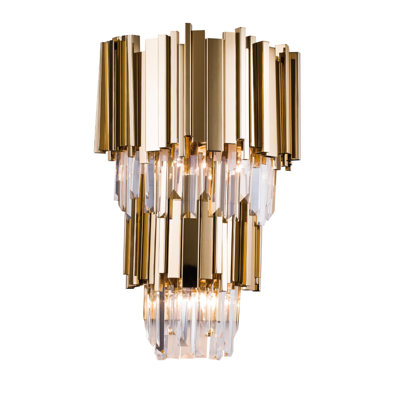 Plafonnier encastré or 3 lumières DEL