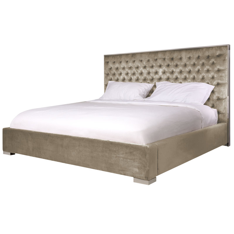 Filton Upholstered Metal Standard Bed, Queen, Pearl