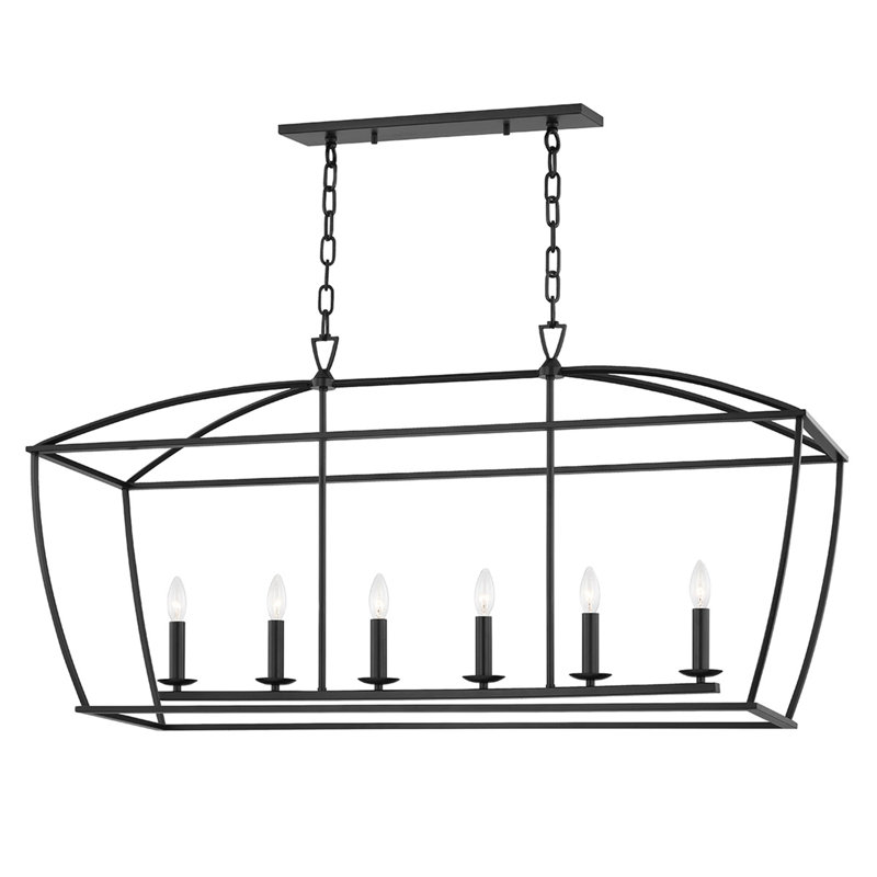 Luminaire suspendu linéaire à 6 lumières pour îlot de cuisine Bryant, Fer vieilli