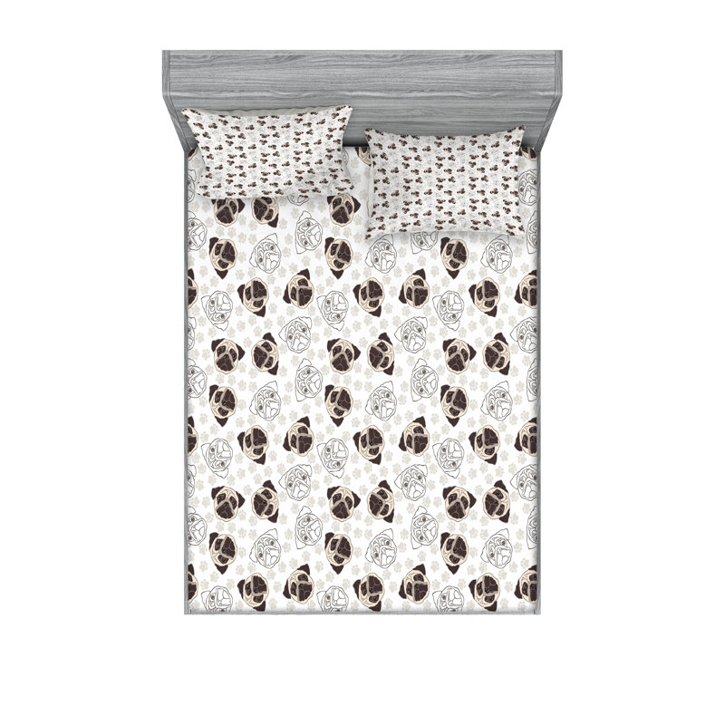 Drap-housse et coussin décoratif Ambesonne, Full Fitted Sheet Set + 4 Pillow Cases