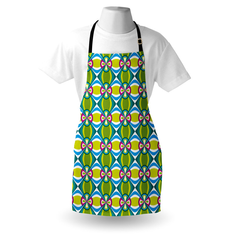 Multicolore East Urban Home, tablier abstrait unisexe, motif floral courbé, taille adulte