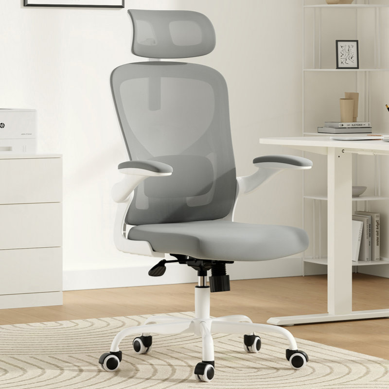 Ergonomic Mesh Office Chair With Multi-adjustable Headrest, Gray