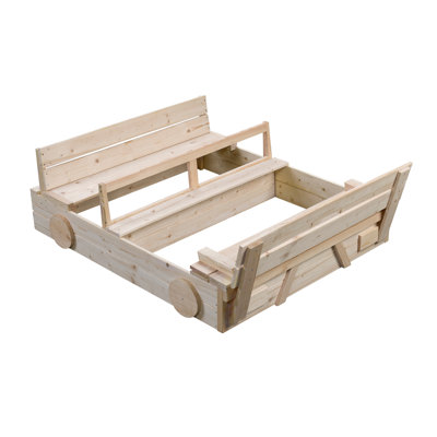 120Cm x 20Cm Wood Square Sandbox with Cover