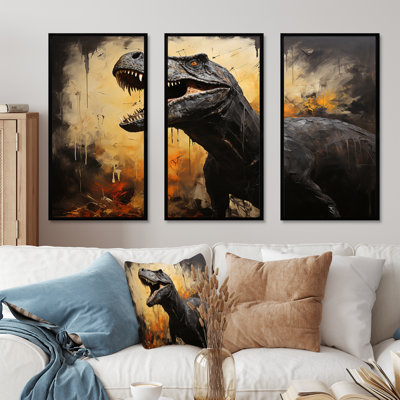 Art mural rétro, dessin de dinosaures II