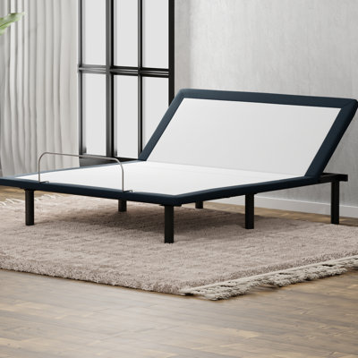 Grey Metal Adjustable Full Base Bed With Head Up Function, Wired Remote Control, Increase Comfort, Alleviate Joint Stress, 73 In. Depth, 53 Width, 15 Height, 81.2 Lb In Grey, Feature Via Operation,