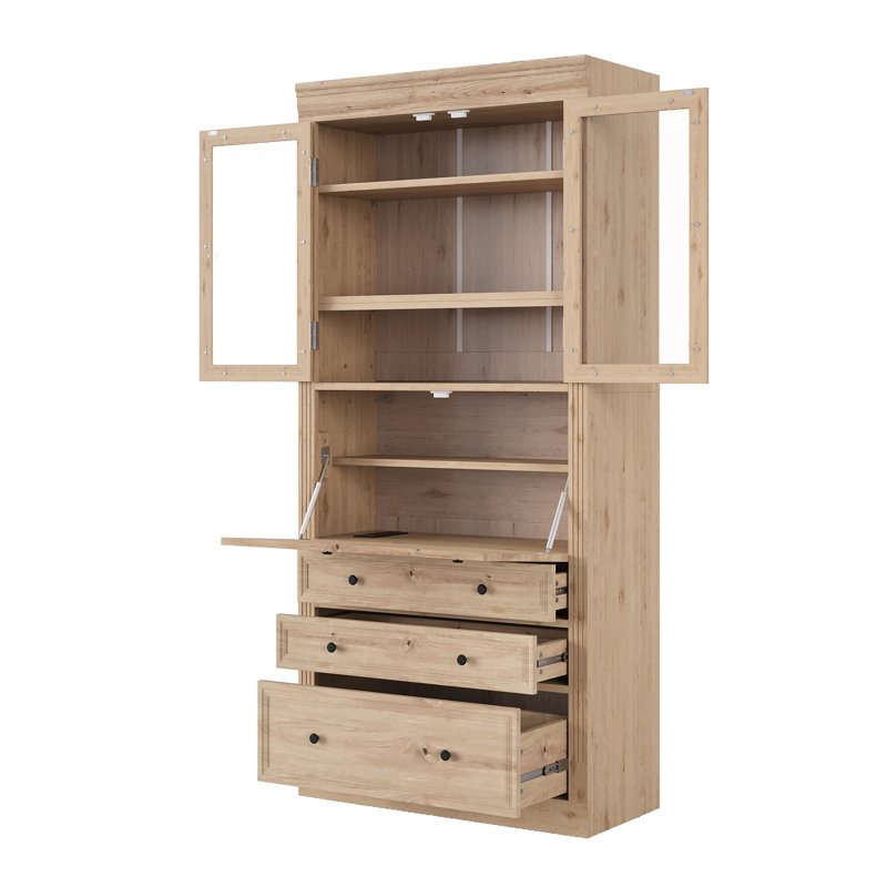 Armoire de rangement de garage autoportante 36 po avec surface de travail rabattable, prise de courant, tiroirs et tablettes réglables, rangement utilitaire de 78 po