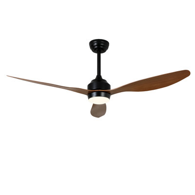 52'' 3 - Blade Indooor Ceiling Fan With Light Kit And Remote, 3 Led Colors, 6 Speed Noiseless Dc Motor & Timer