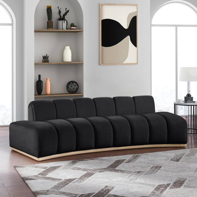 Jace Velvet Sofa, Black Velvet