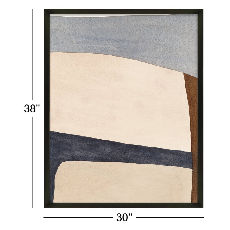 Divided " Divided By Blue 1 " by Julia Balfour Painting Print, Framed Print, 38" H x 30" W, Black