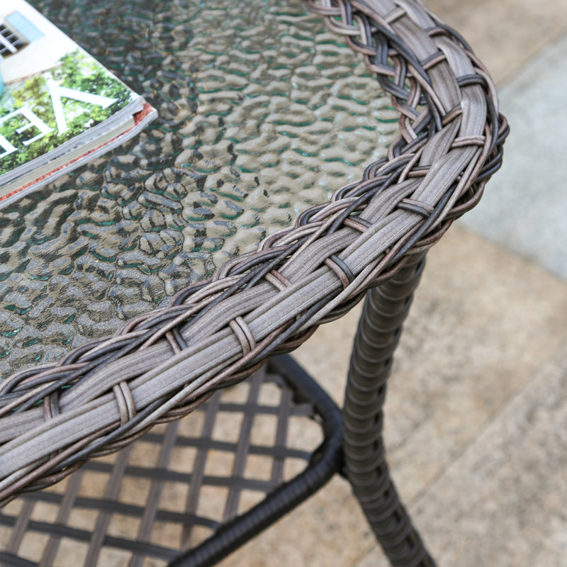 Araneli Premium All-Weather Wicker 2 - Person Patio Conversation Sets with Cushions, Warm Gray