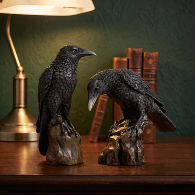 2 Piece Mystic Night Raven Figurine Set