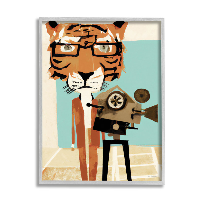 «Modern Tiger», appareil photo de tournage par Seven Trees Design - impression, H 14 po x l 11 po x P 1,5 po