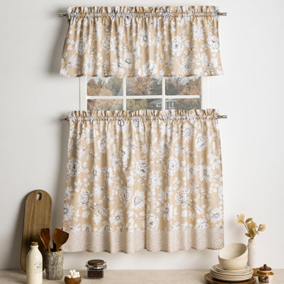 Maison d'Hermine Pretty Autumn 100% Cotton Kitchen Curtain - Valance 56" X 18" & Tier 28" X 36"