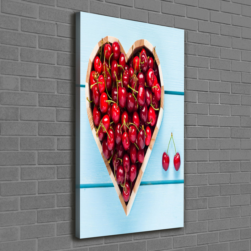 Cherries On Wood - Wrapped Canvas Print