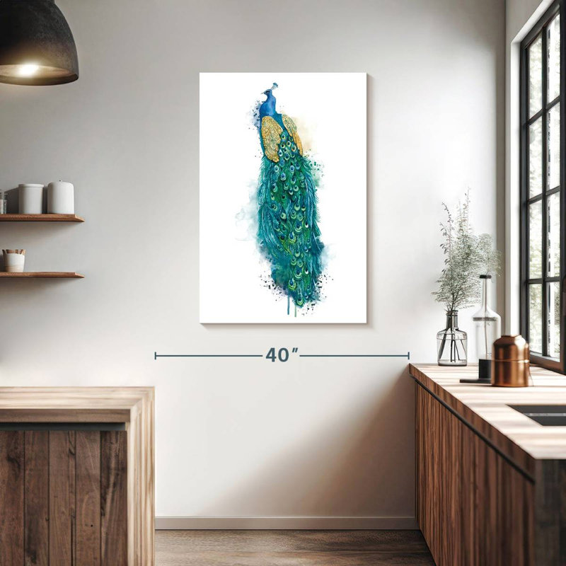 Éclaboussure de paon bleu Brampt, H 39 po x l 26 po
