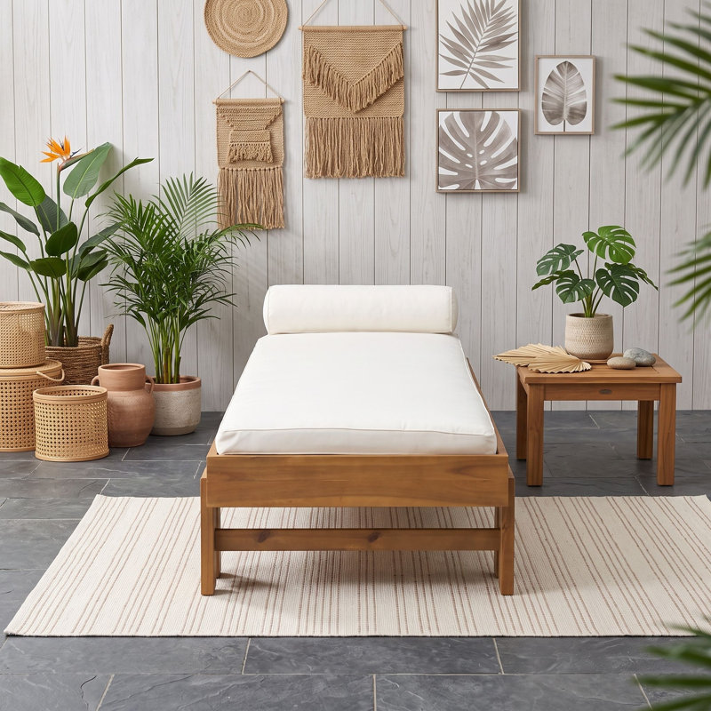 Chaise en bois d'acacia pour l'intérieur et l'extérieur avec coussin et traversin