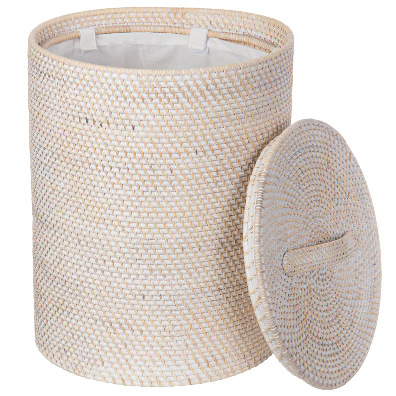 Handwoven Wicker Hamper, Small Apartment Size, White