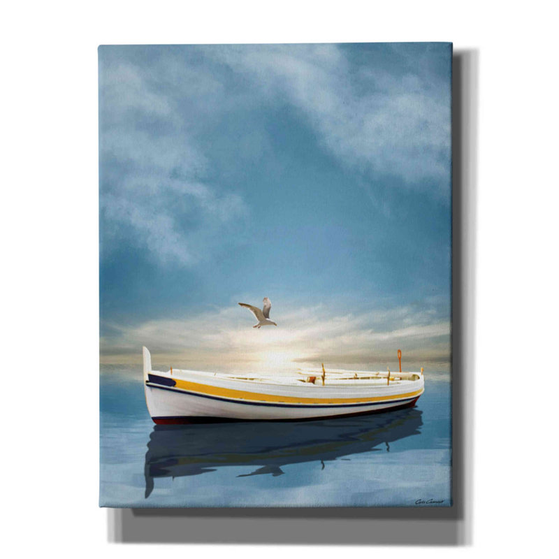 «Abreu The White Boat In The Sunset» sur toile par Carlos Casamayor, H 34 po x l 26 po x P 1,5 po