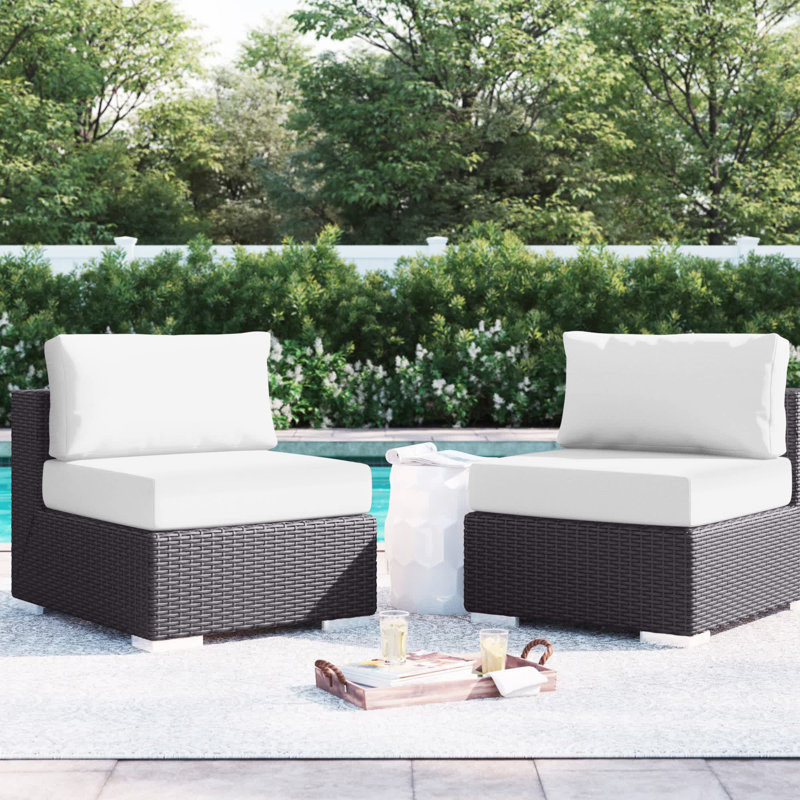 Convene Armless Patio Chair with Cushions, White