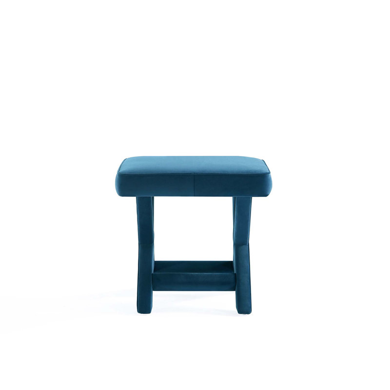 Faulkwoods Velvet Ottoman, Blue