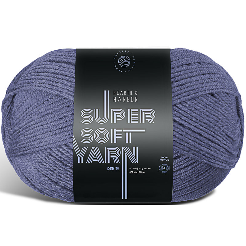 Hearth & Harbor Acrylic Crochet Yarn, Denim