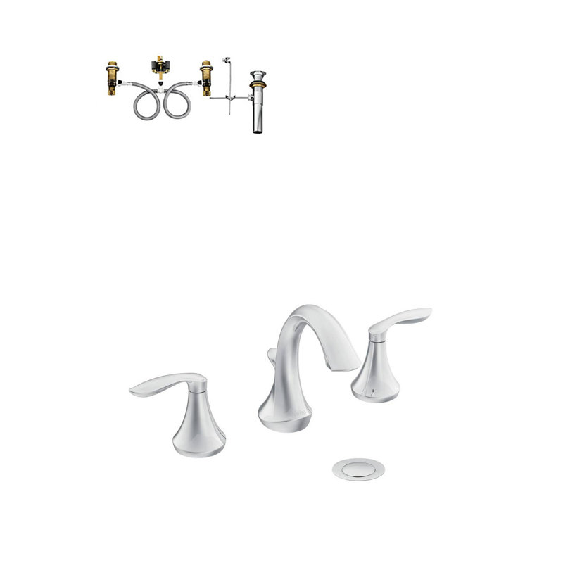 Eva High Arc Widespread Bathroom Faucet, Polished Chrome