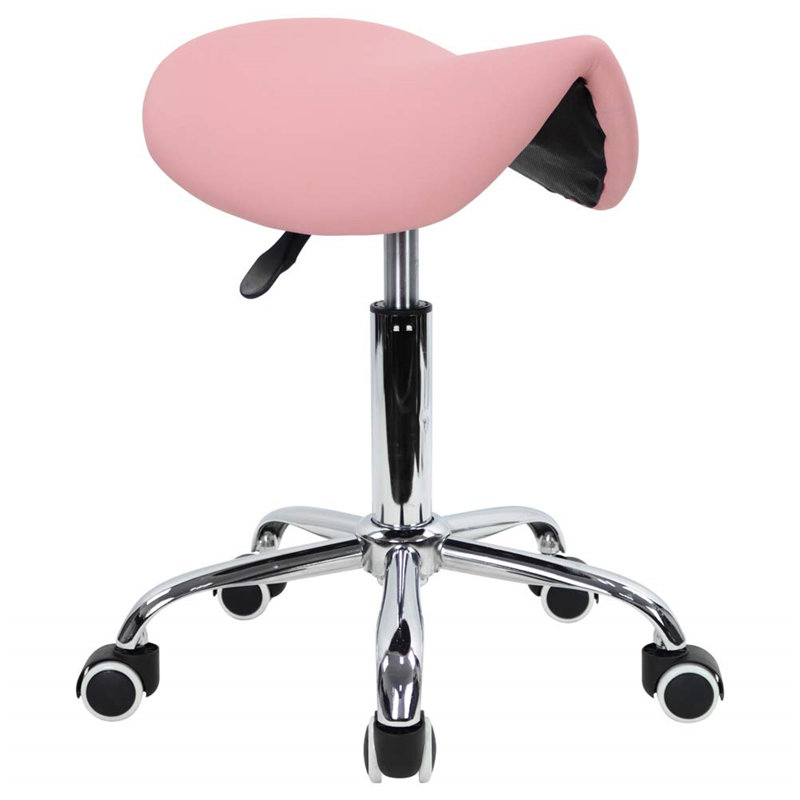 Swivel Upholstered Adjustable Height Counter Stool with Metal Frame, Pink