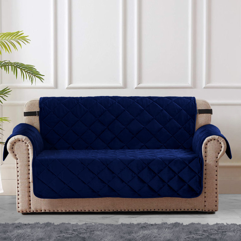 Polyester T-Cushion Slipcover, Navy, 60cm H x 180cm W x 60cm D