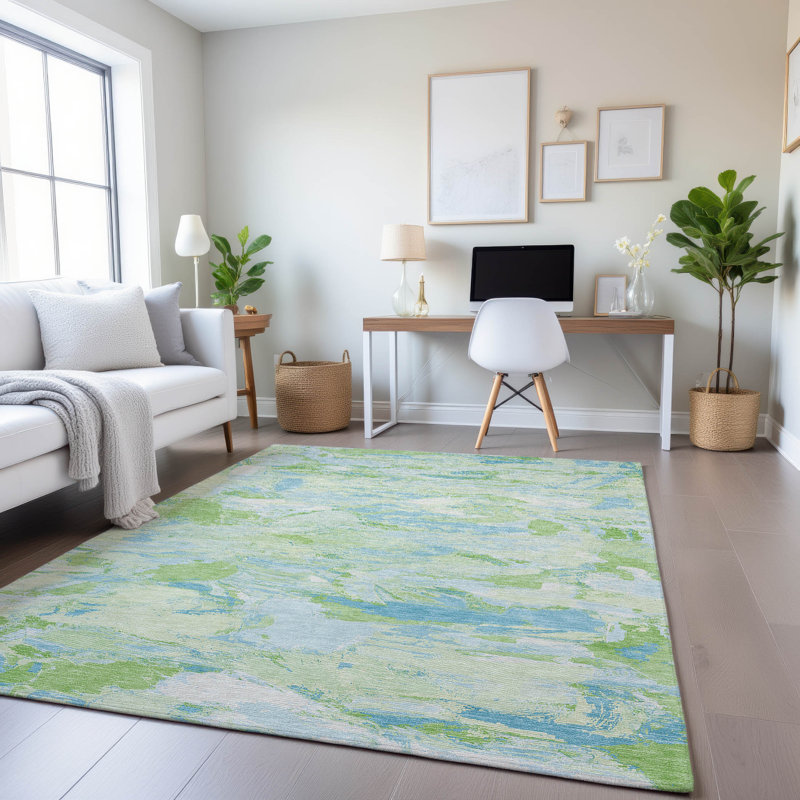 Tapis abstrait Premium Sykora AMF1344 lavable à la machine, Rectangle 5 pi x 7 pi 6 po