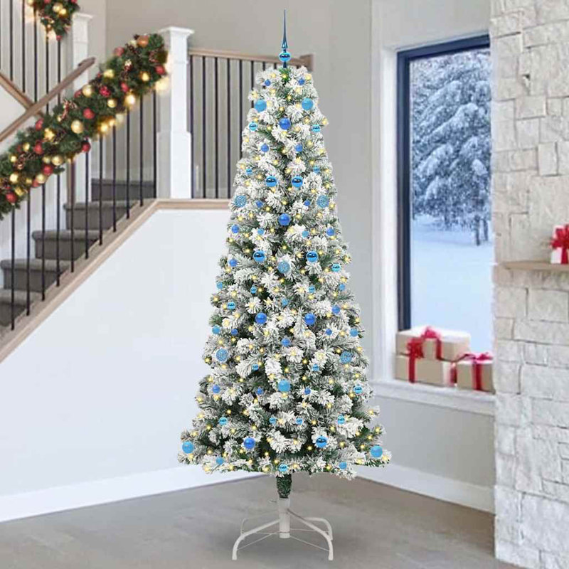 Artificial Hinged Christmas Tree Green and white, 7.87 ft