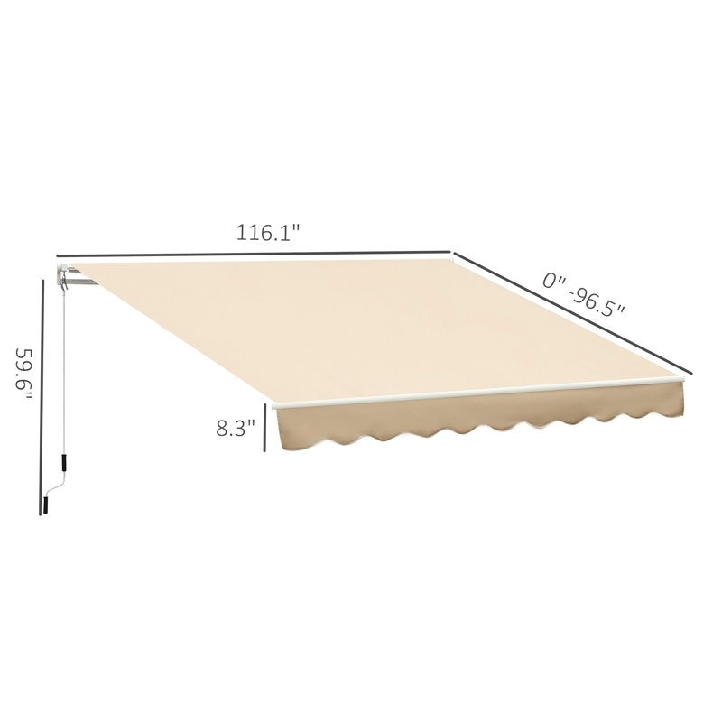 Versatile Retractable Patio Awning For Outdoor Protection And Style, Beige, 0.2" H x 3.1" W x 3.9" D