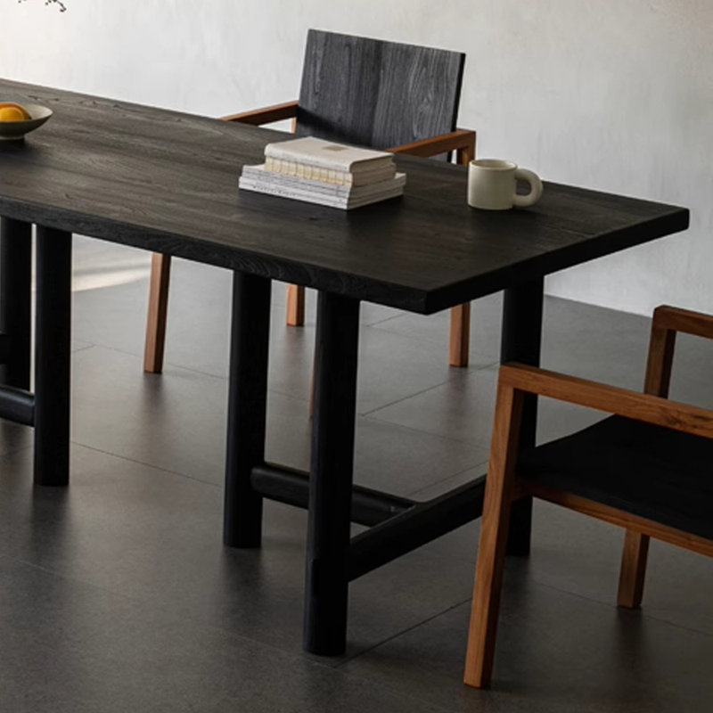 Bureau simple et durable en orme noir, H 29,52 po x l 55,11 po x P 27,55 po