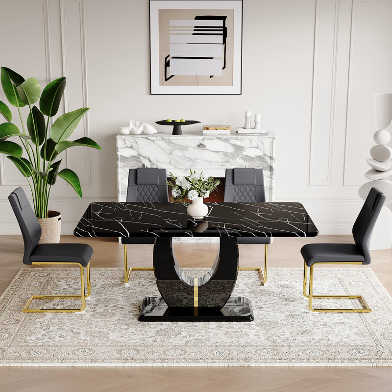 Dining Table Set For 4, 5, Gray