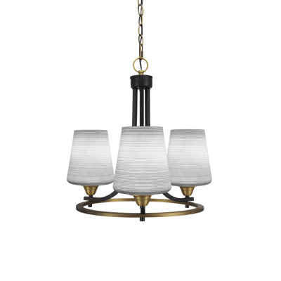 Lustre 3 lumières avec verre matriciel blanc 6 "Paramount