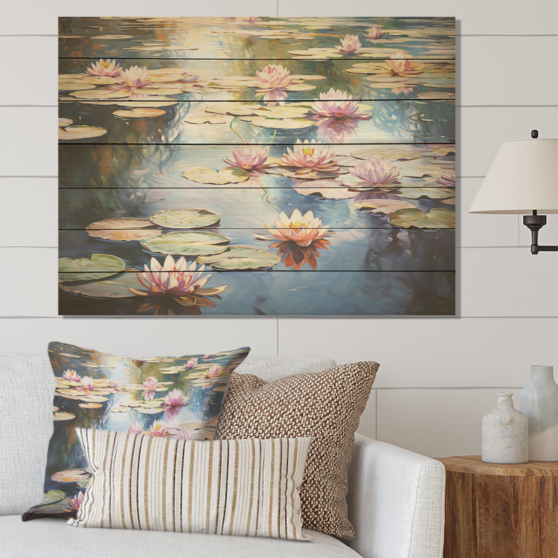 «Monets Water Lily Pond Reflections II» - impression sur lac, H 10 po x l 20 po