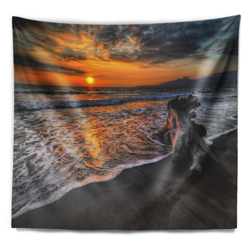 Bois de tapisserie en bois de polyester au cours du coucher de soleil avec accessoires suspendus inclus, H 50 po x l 60 po
